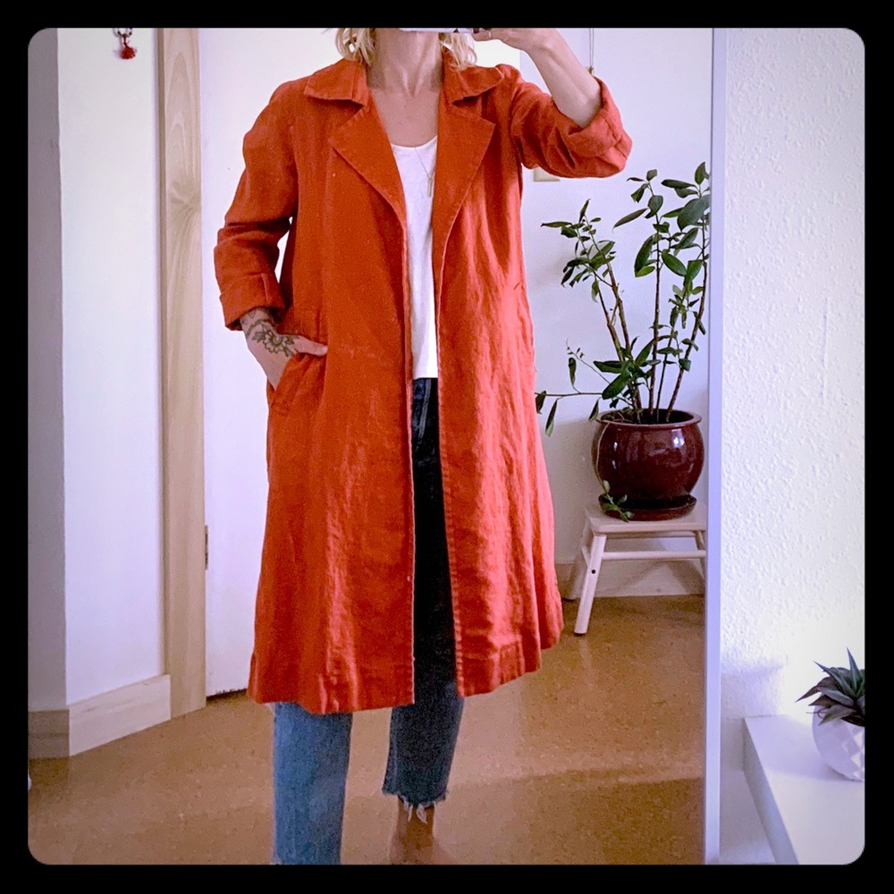 eileen fisher organic linen trench, rust, ps 🧡
